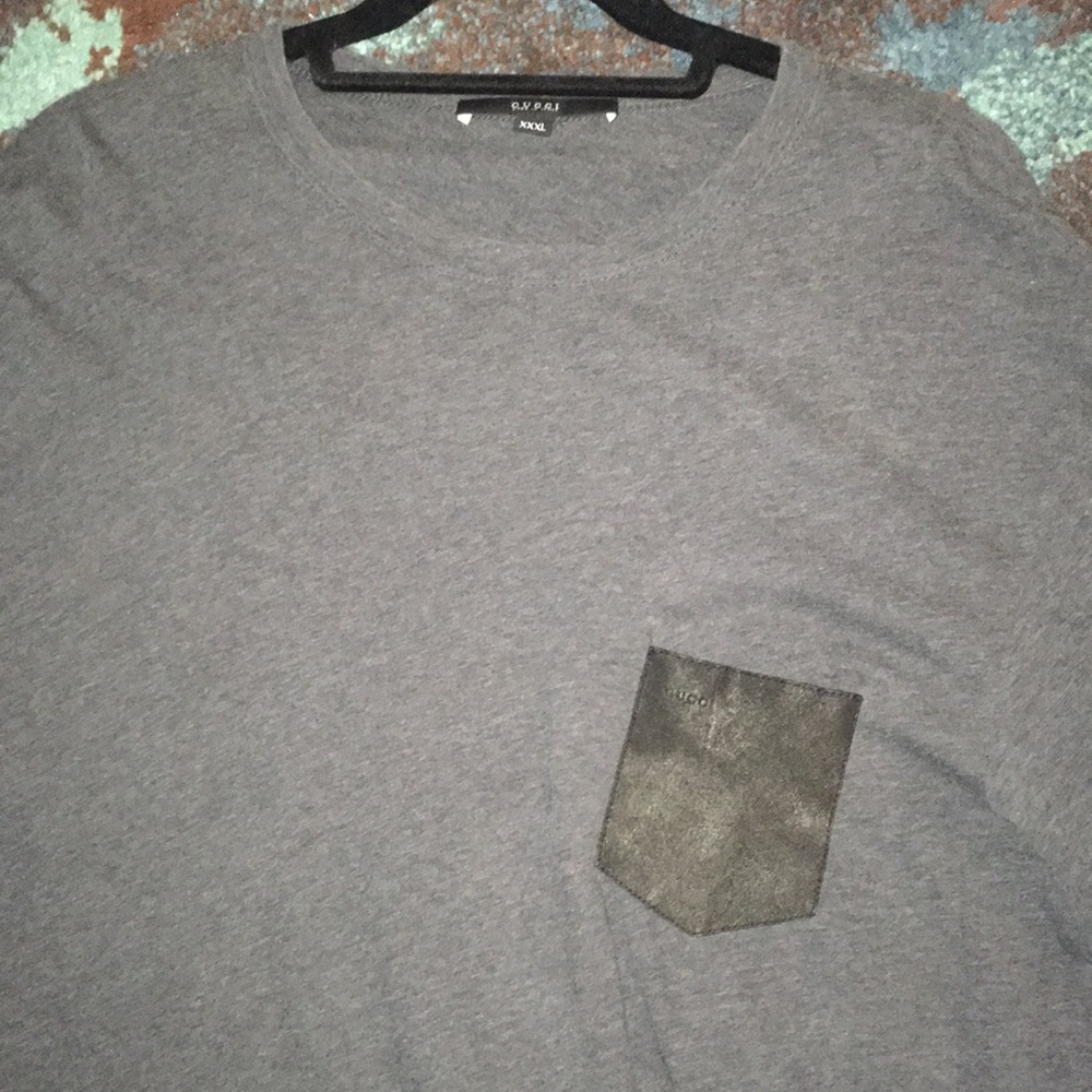 Gucci Men's Black T-shirt With Leather Pocket